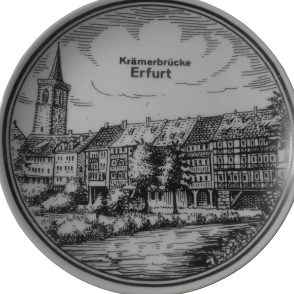 Theo Kohn Porcelain Plate, 7.5"D Krämerbrücke, Merchant's Bridge, Erfurt Germany - Picture 1 of 6